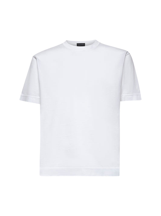 White cotton jersey crewneck T-shirt