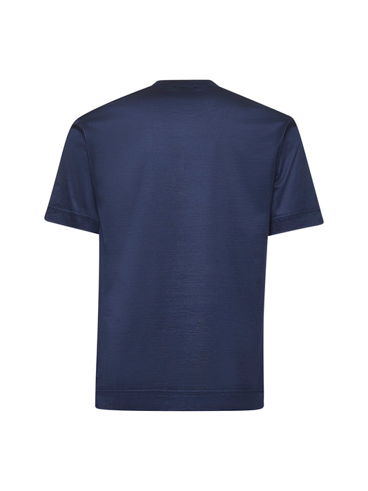 Blue cotton jersey crewneck T-shirt