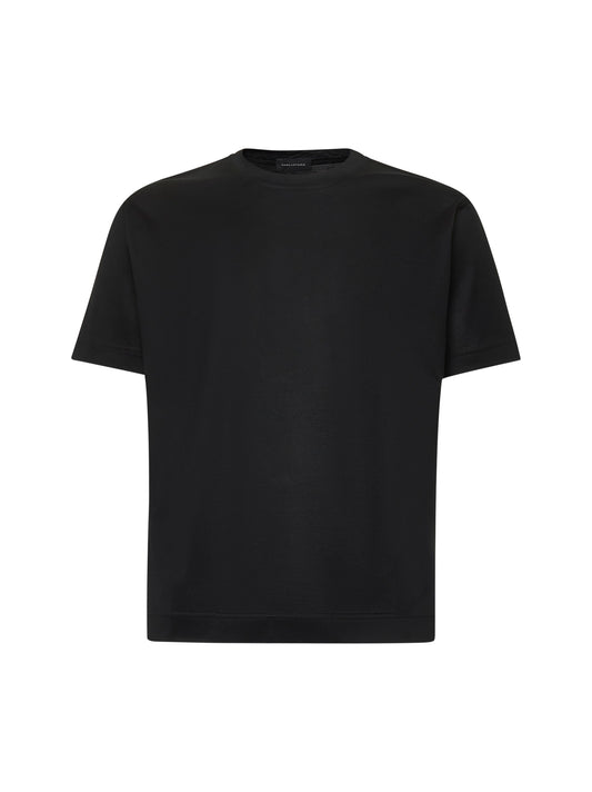 Black cotton jersey crewneck T-shirt