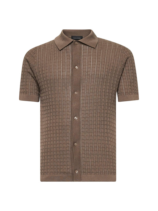 Taupe cotton knit shirt