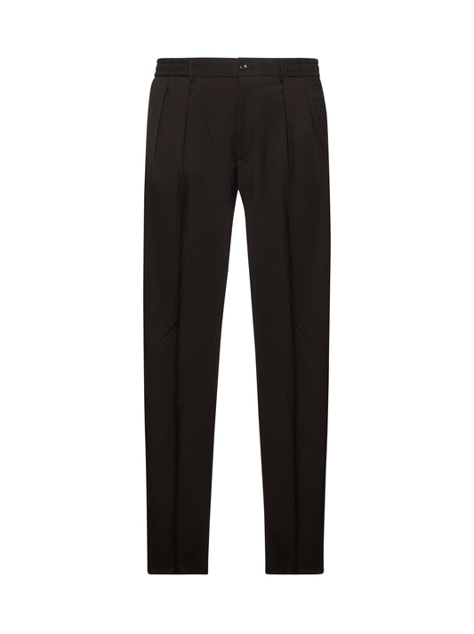 Brown virgin wool pleated trousers
