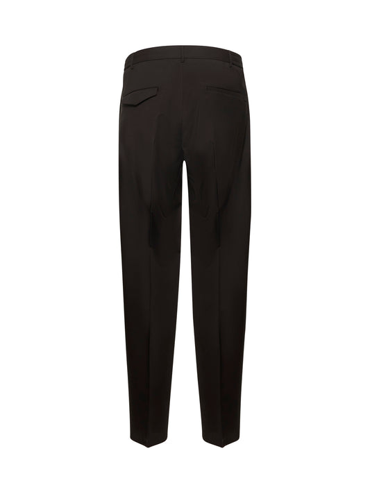Brown virgin wool pleated trousers