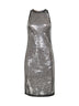 Miniabito ad A in paillettes argento