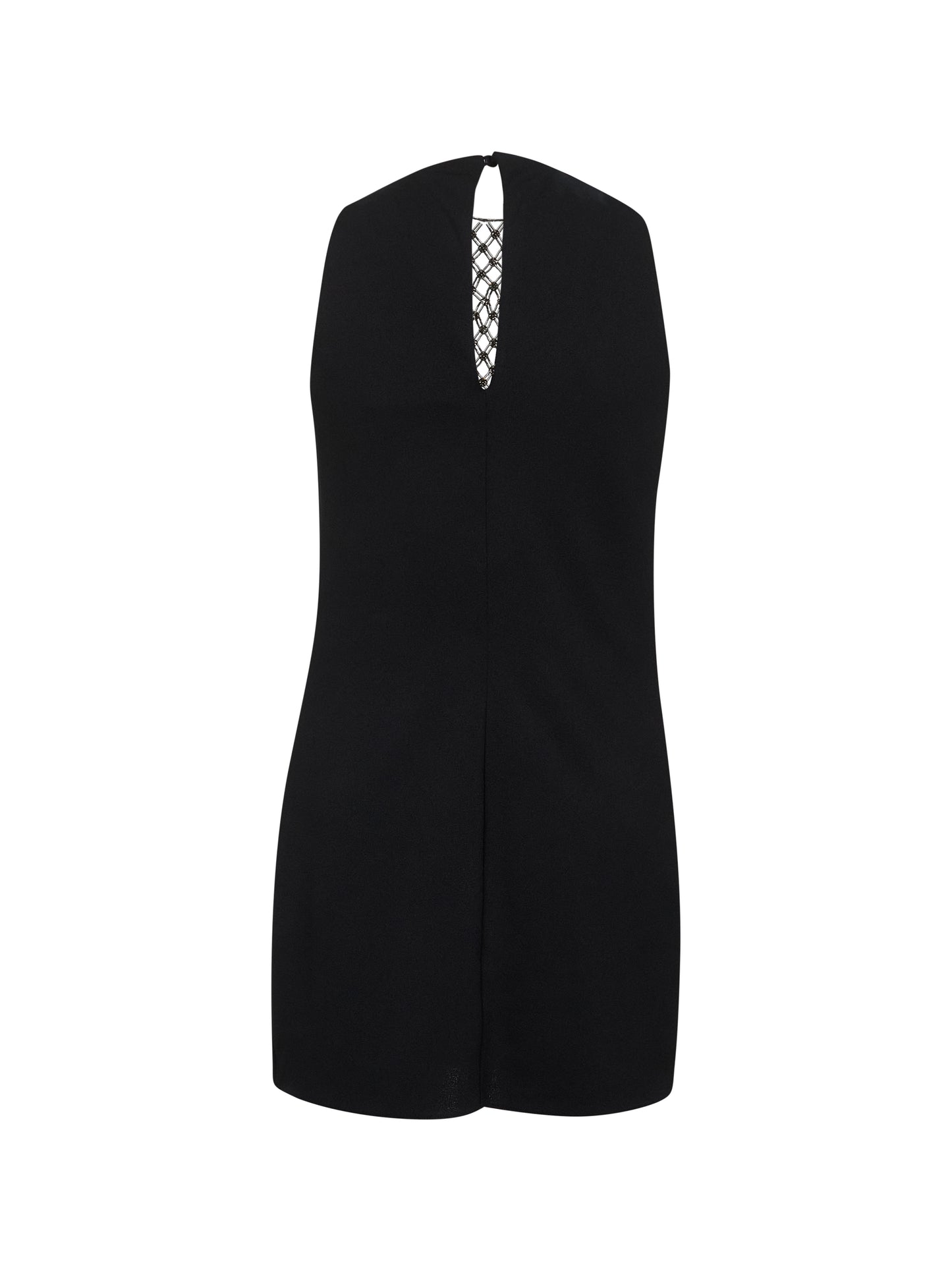 Black sablè mini dress with embroidered neckline