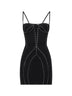 Miniabito bustier in sablè nero con thermostrass