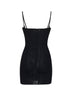 Miniabito bustier in sablè nero con thermostrass