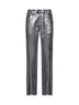Jeans extra lunghi in denim spalmato argento