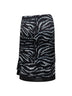 Zebra print stretch silk blend satin midi skirt
