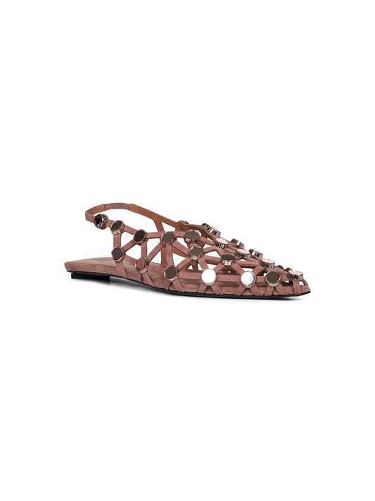 Pink suede "Grid" ballet flats