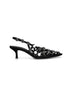 Black suede "Grid" slingback pumps