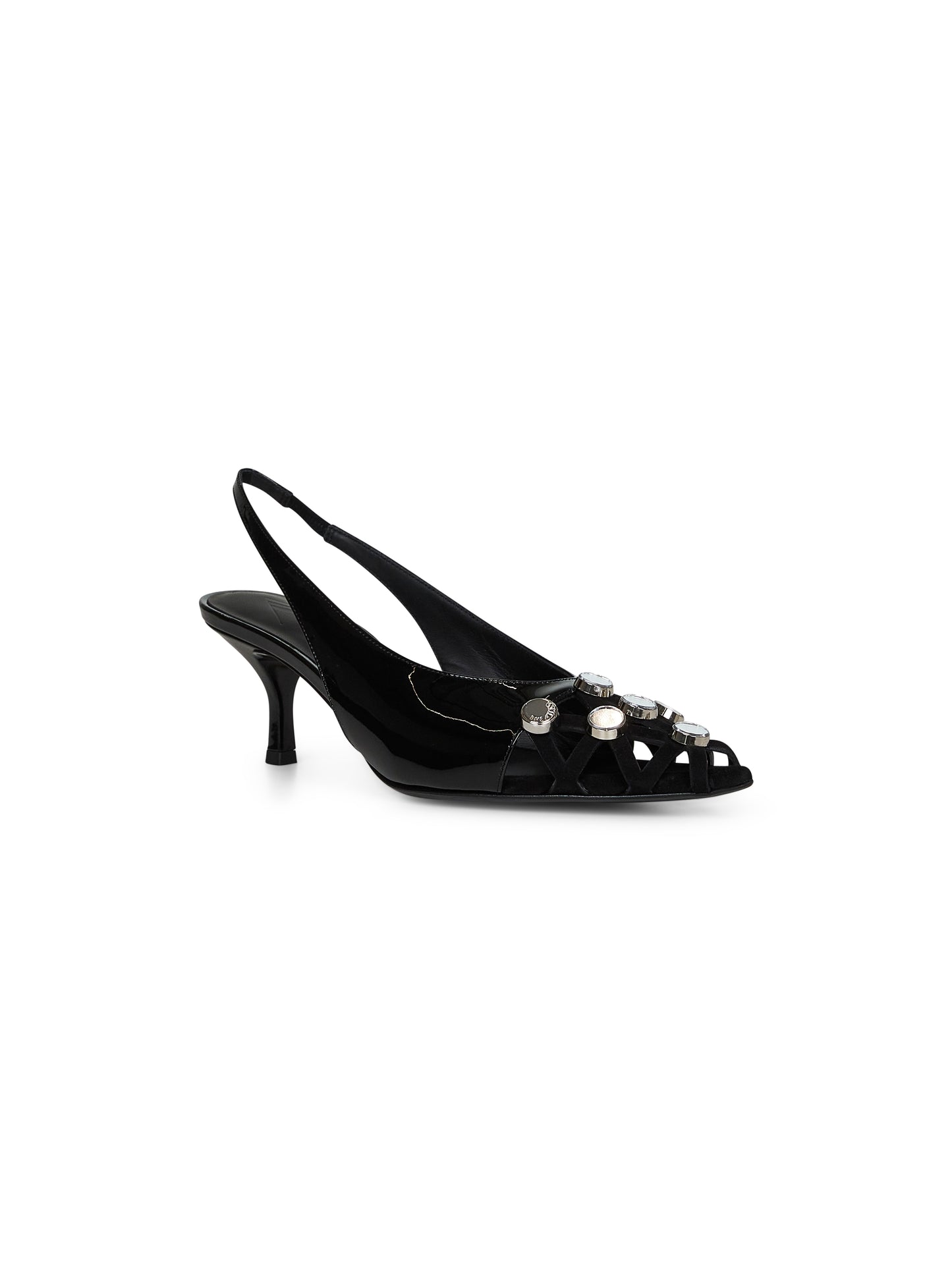 Black patent leather and suede '"Fiona'" slingback pumps