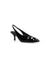 Black patent leather and suede '"Fiona'" slingback pumps