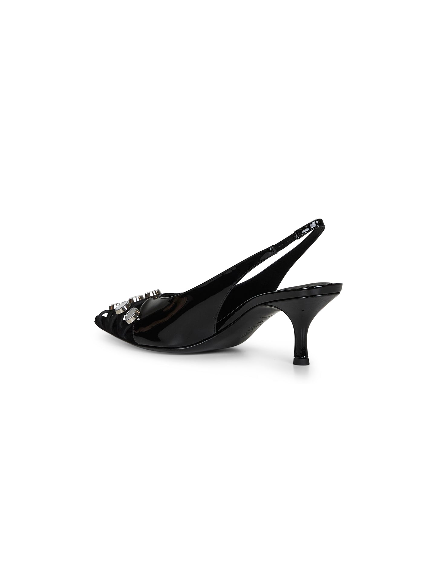Black patent leather and suede '"Fiona'" slingback pumps