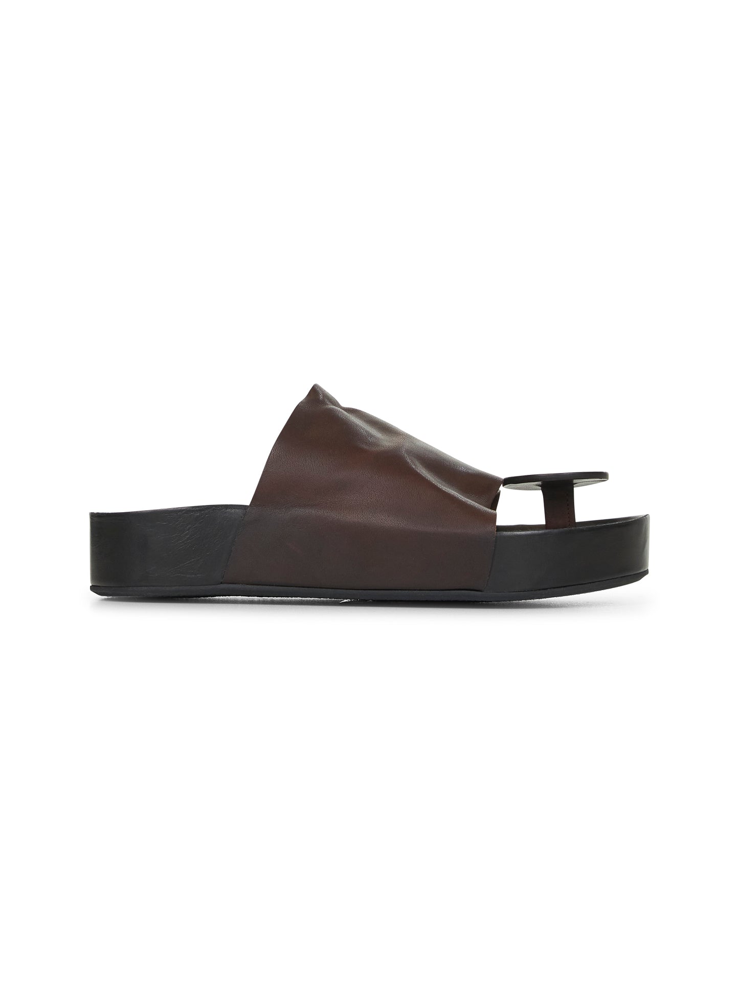 Brown leather Round thong sandals