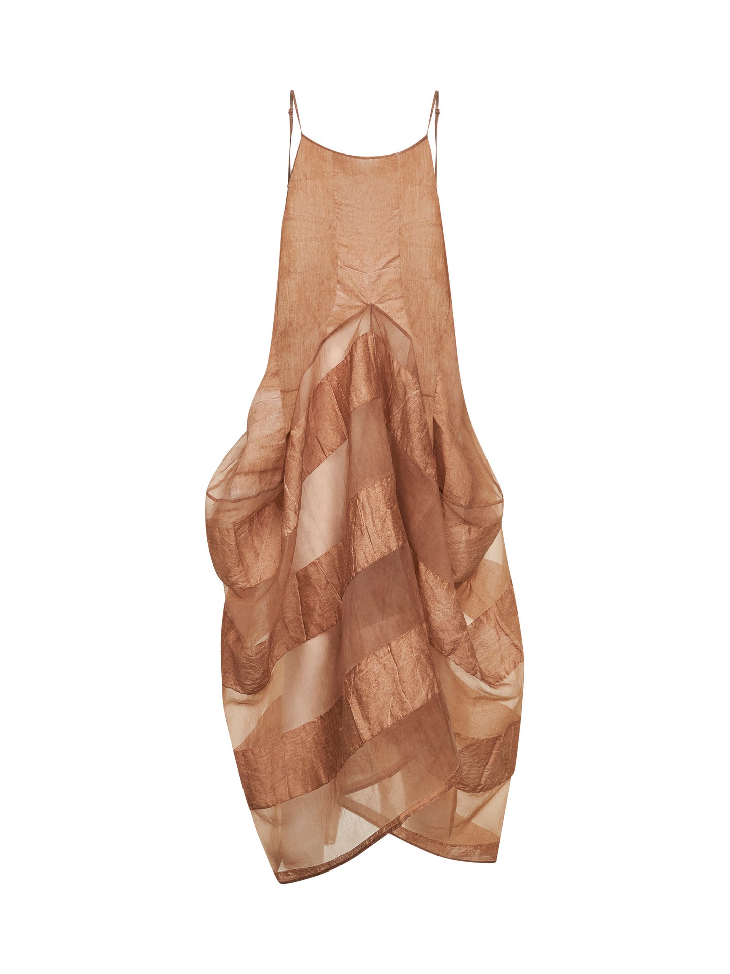 Rose linen and silk voile Adley long dress