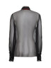 Black silk georgette shirt with lace insert