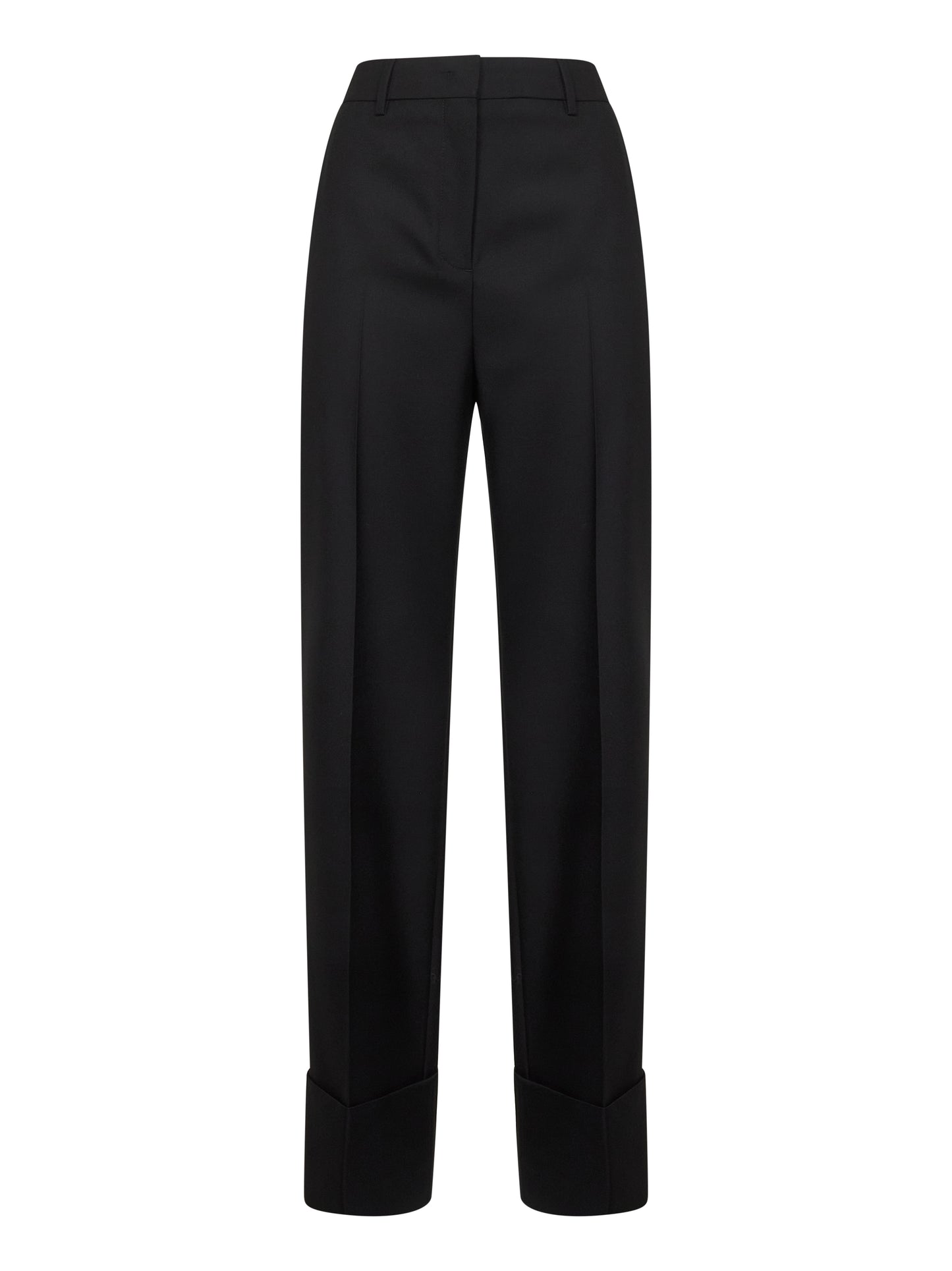 Pantaloni dritti in lana vergine nera