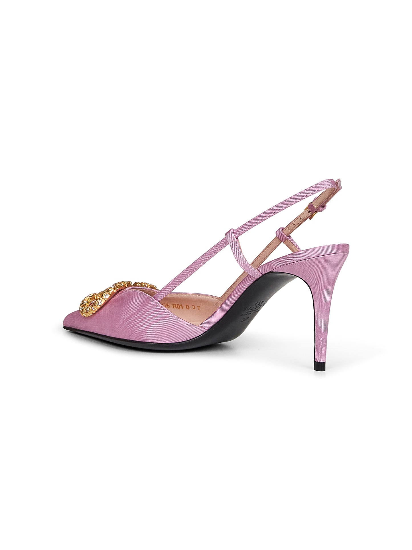 Pink moiré VLogo Signature slingback pumps