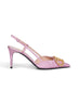 Pink moiré VLogo Signature slingback pumps