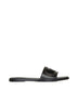 Sandali Slide VLogo cut-out in pelle nera