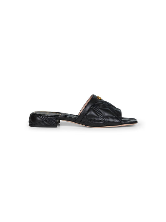Black quilted nappa leather Quiltie 67 slide sandals