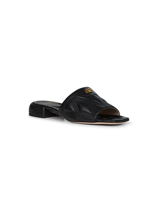 Black quilted nappa leather Quiltie 67 slide sandals