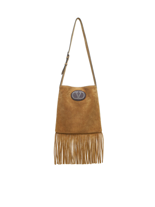 Borsa a spalla nellcôte in suede con frange