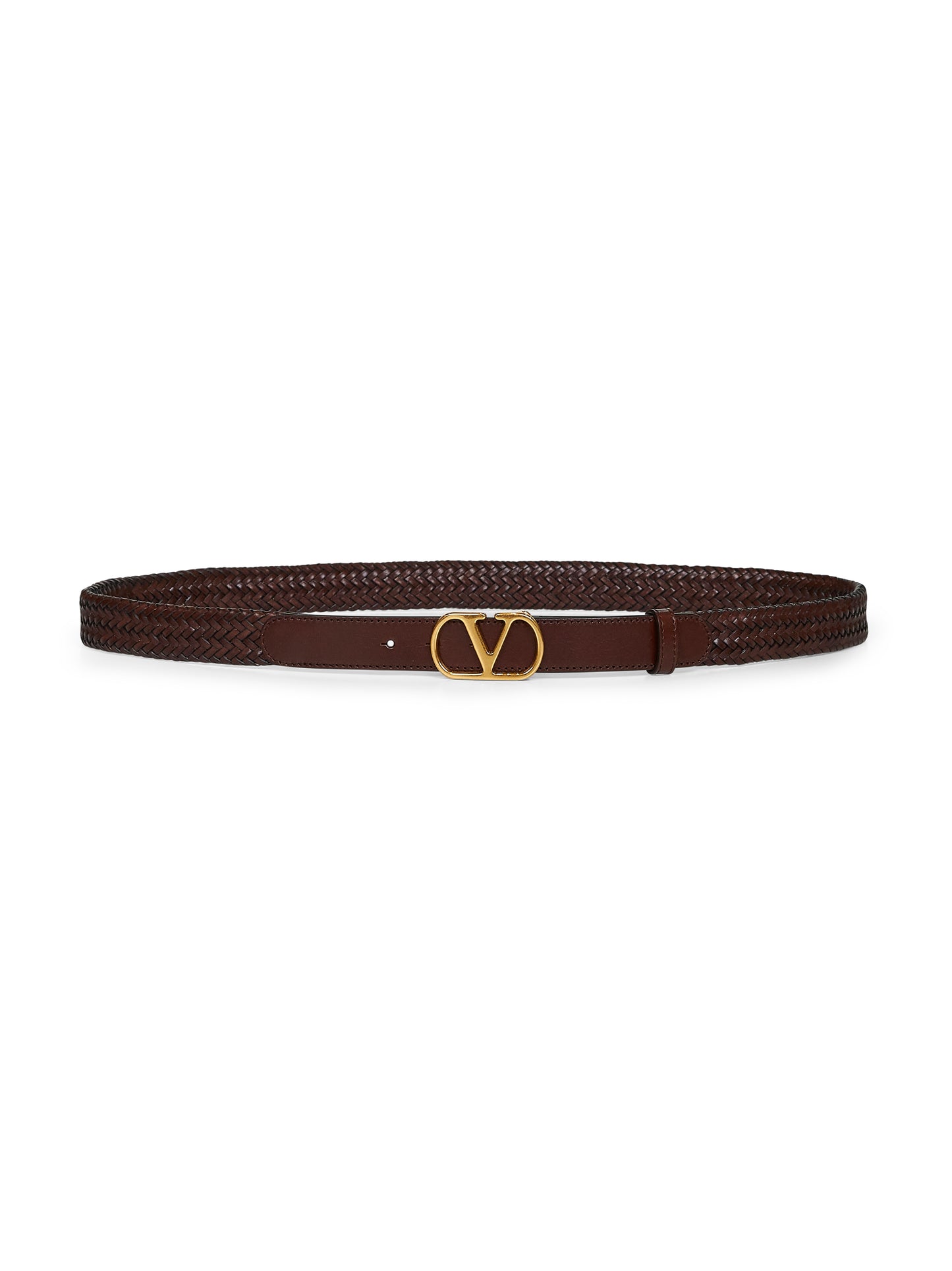 Cintura VLogo Signature in pelle intrecciata cuoio