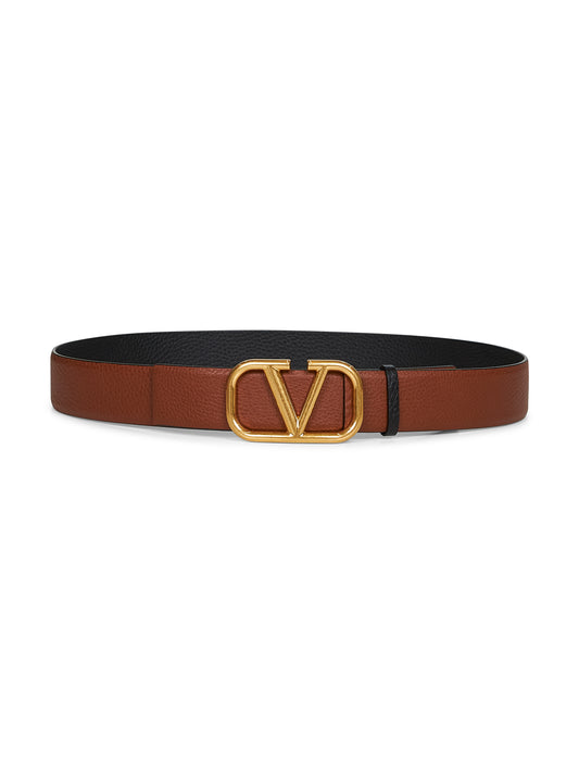 Brown leather VLogo Signature reversible belt
