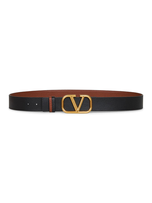 Brown leather VLogo Signature reversible belt
