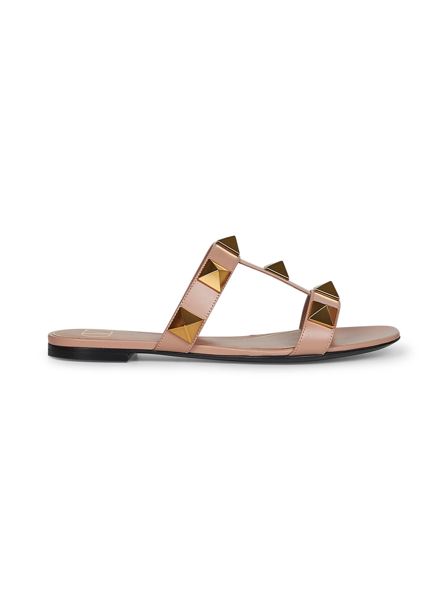 Sandali slide Roman Stud in pelle rosa