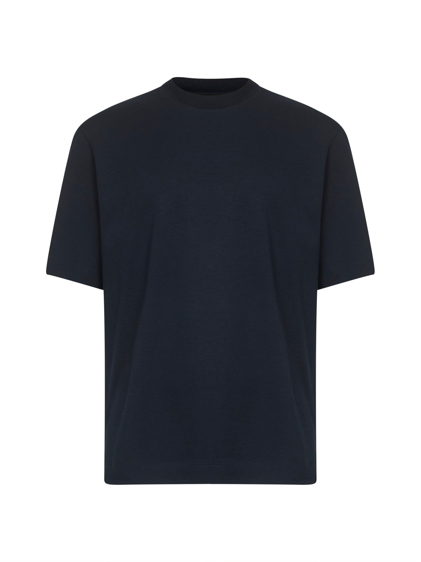 T-shirt girocollo in cotone e seta blu