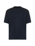 T-shirt girocollo in cotone e seta blu