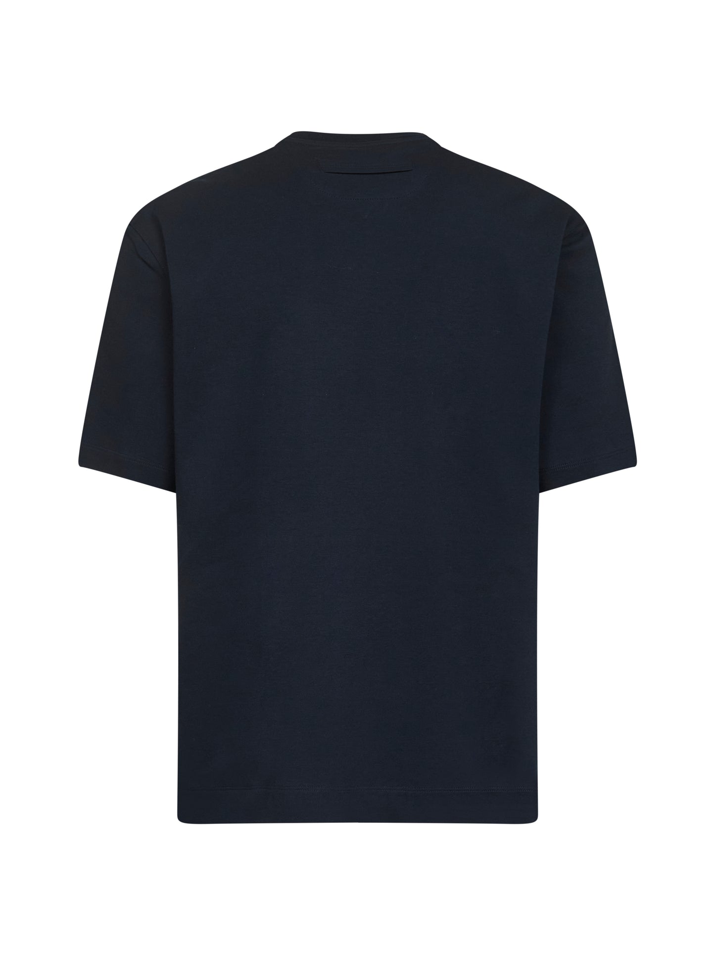 T-shirt girocollo in cotone e seta blu