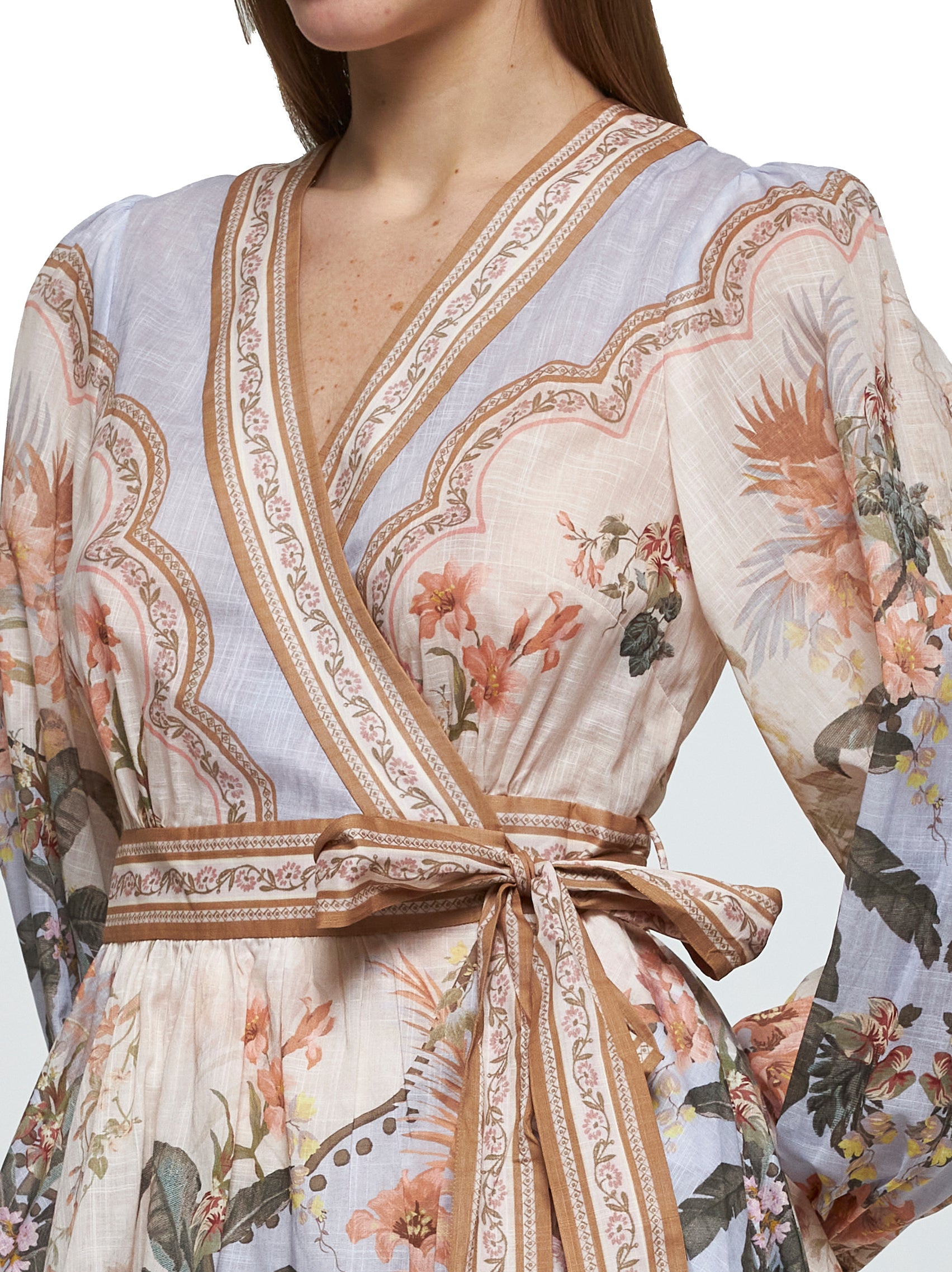 ワンピース Zimmermann DRESS (2449DRS251) Blue floral Wylie wrap mini dress – Daniello.com
