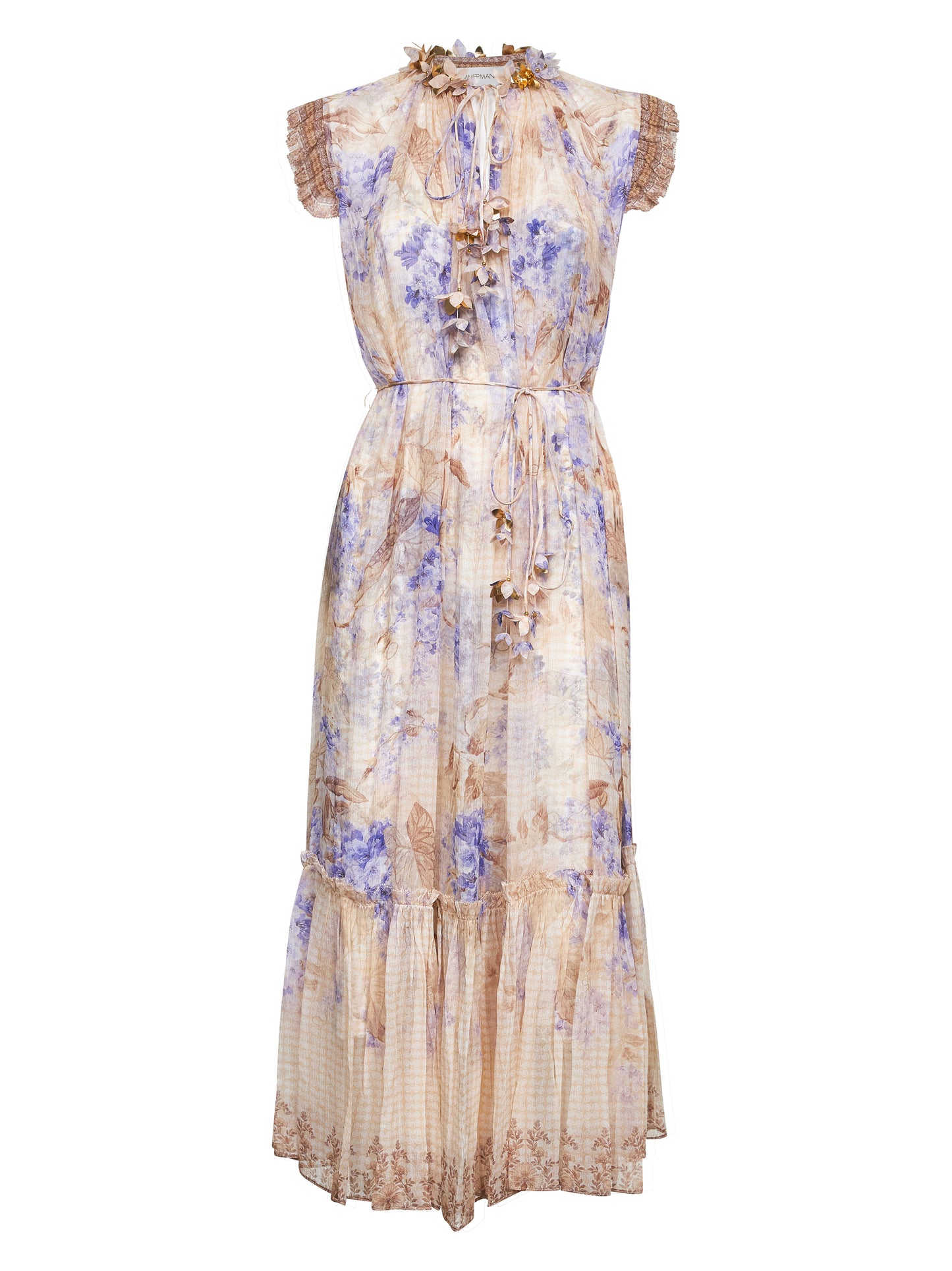 Lilac floral viscose Dawning midi dress