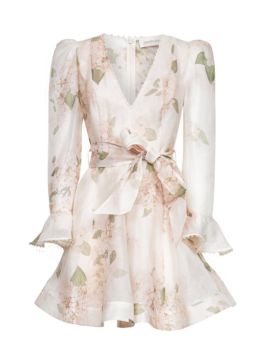 White Ortensia linen and silk Balance mini dress