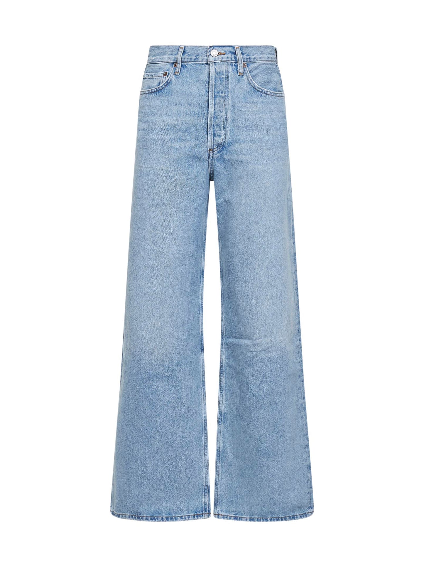 Jeans a vita alta e gamba ampia Dame in denim azzurro