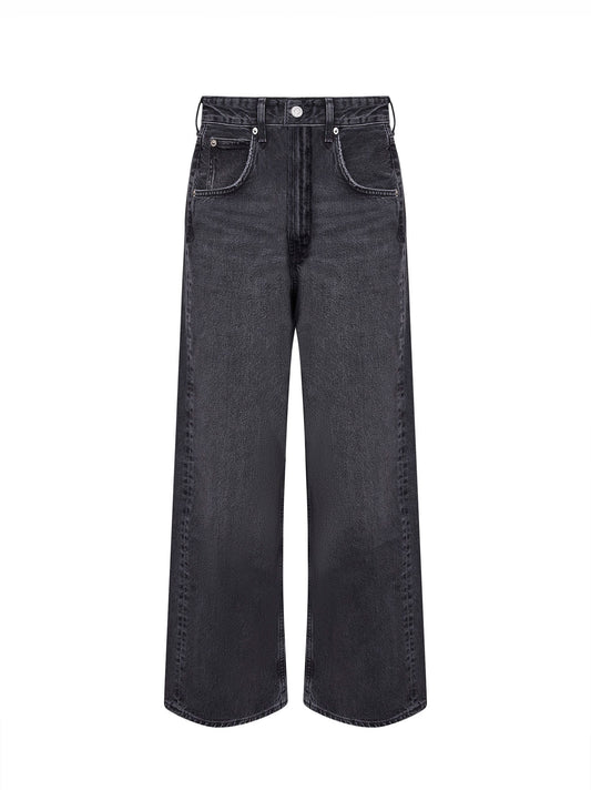 Black regenerative denim Vana fold jeans