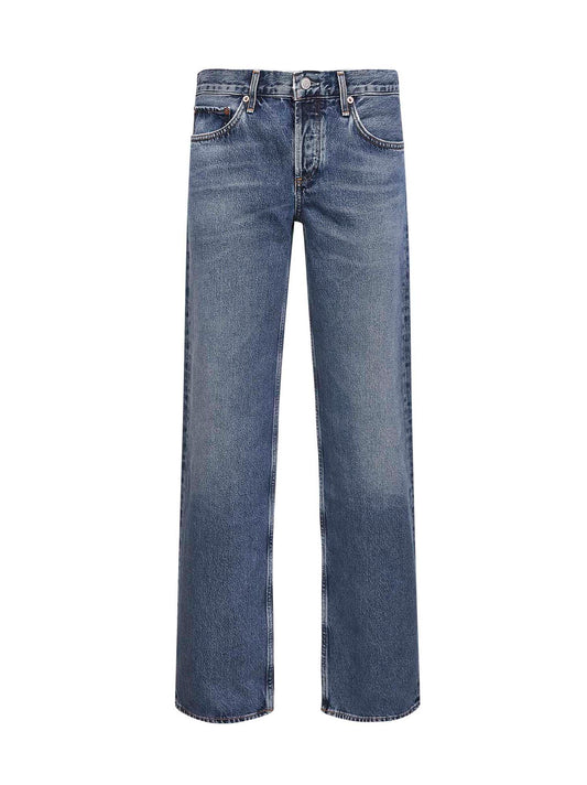 Blue regenerative denim Elson double-waist jeans