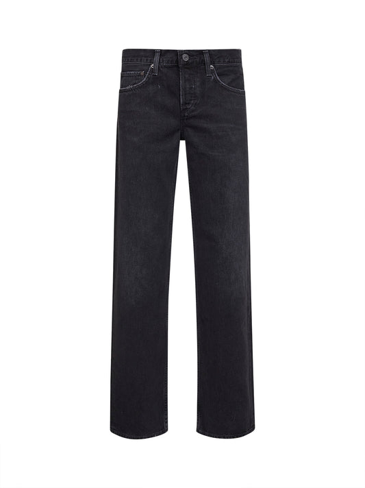 Black regenerative denim Elson double-waist jeans