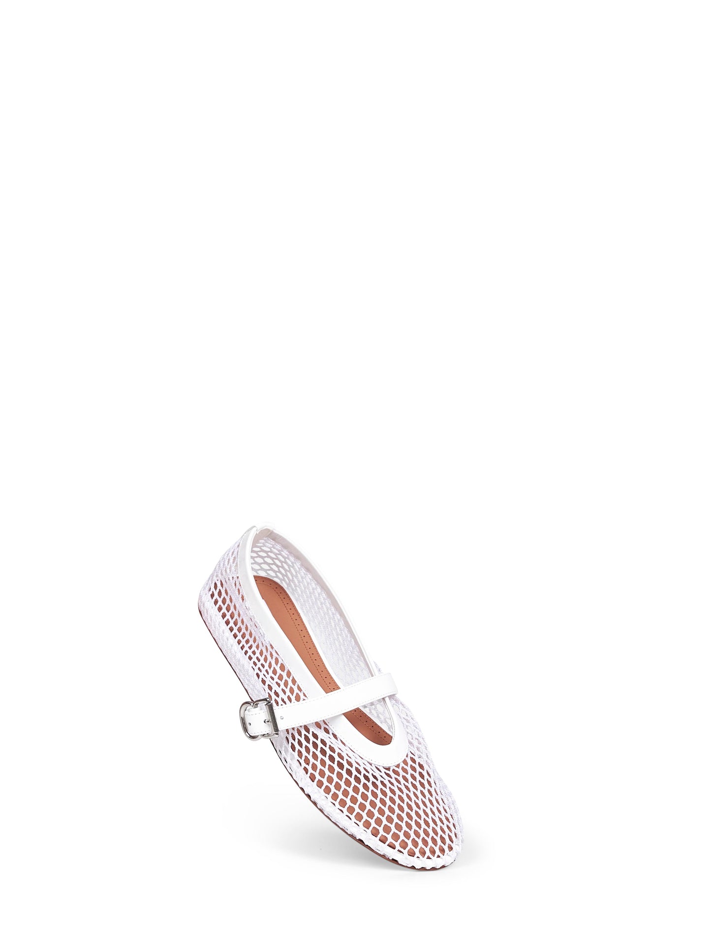 White fishnet ballet flats