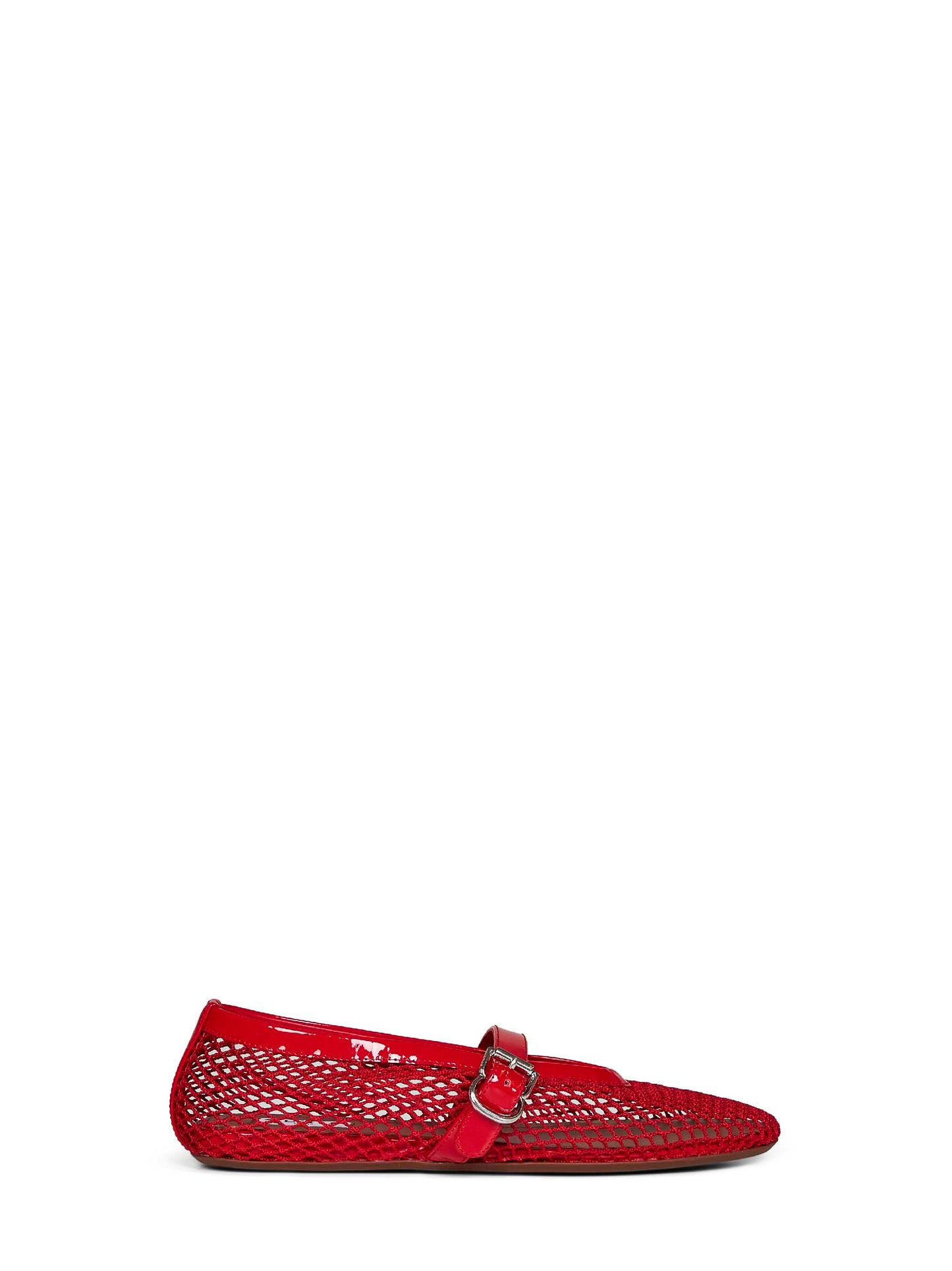 Red fishnet ballet flats