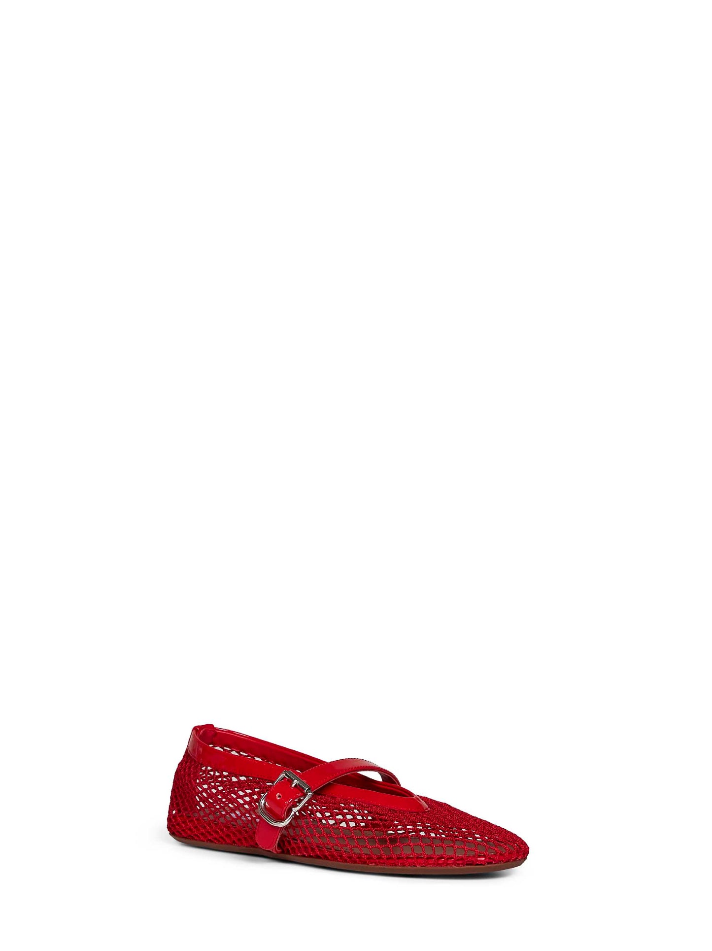 Red fishnet ballet flats