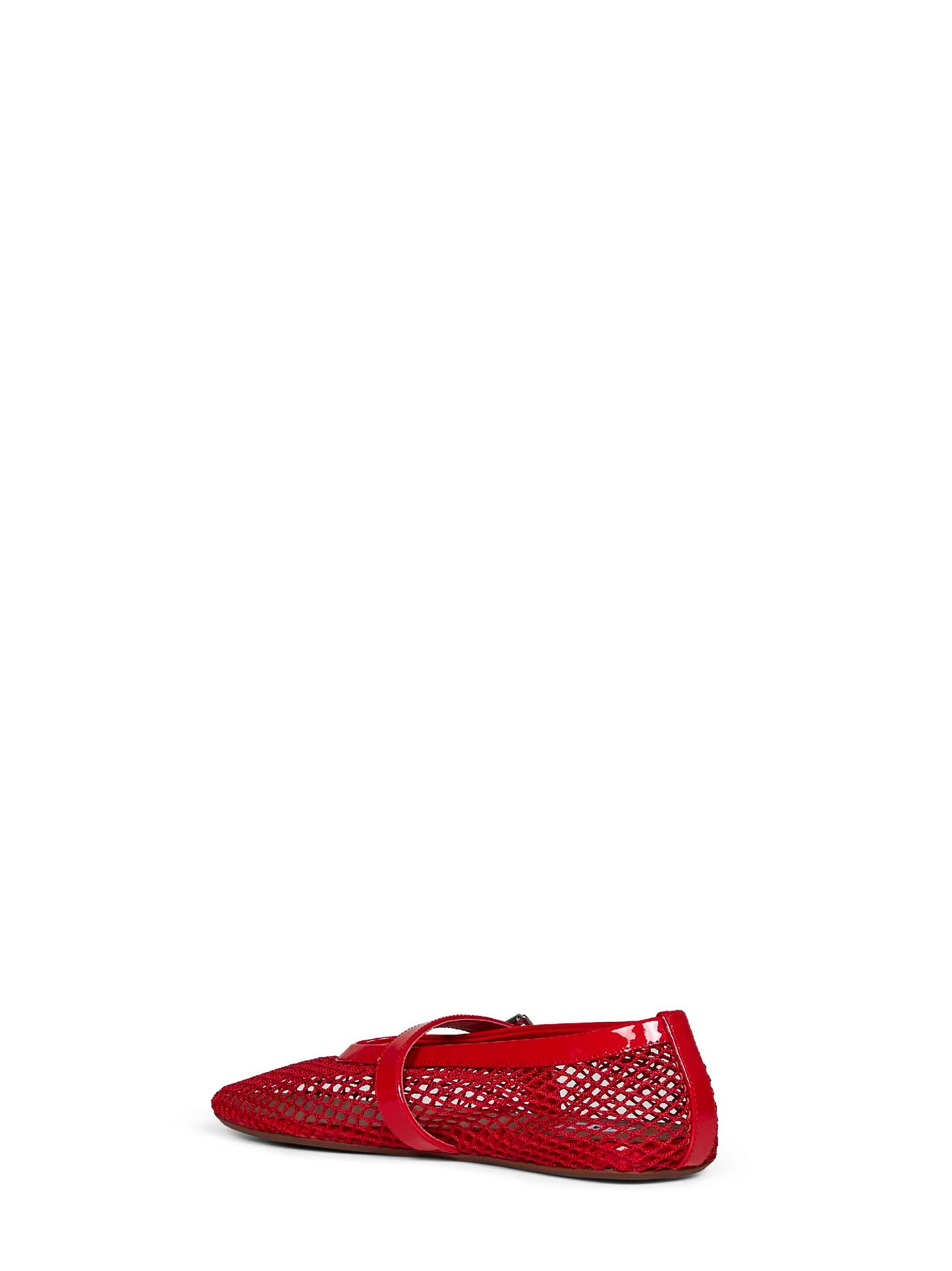 Red fishnet ballet flats