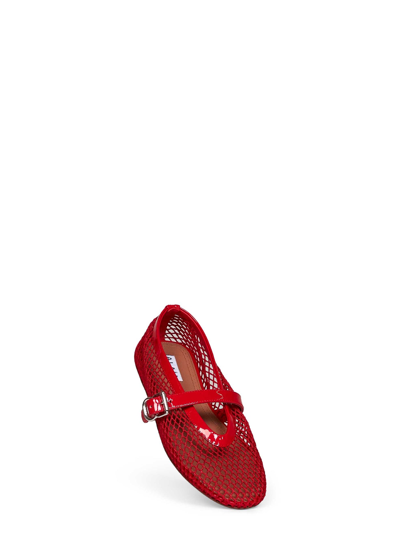 Red fishnet ballet flats