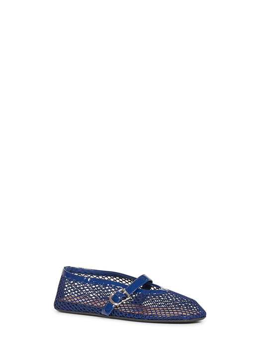 Blue ocean fishnet ballet flats