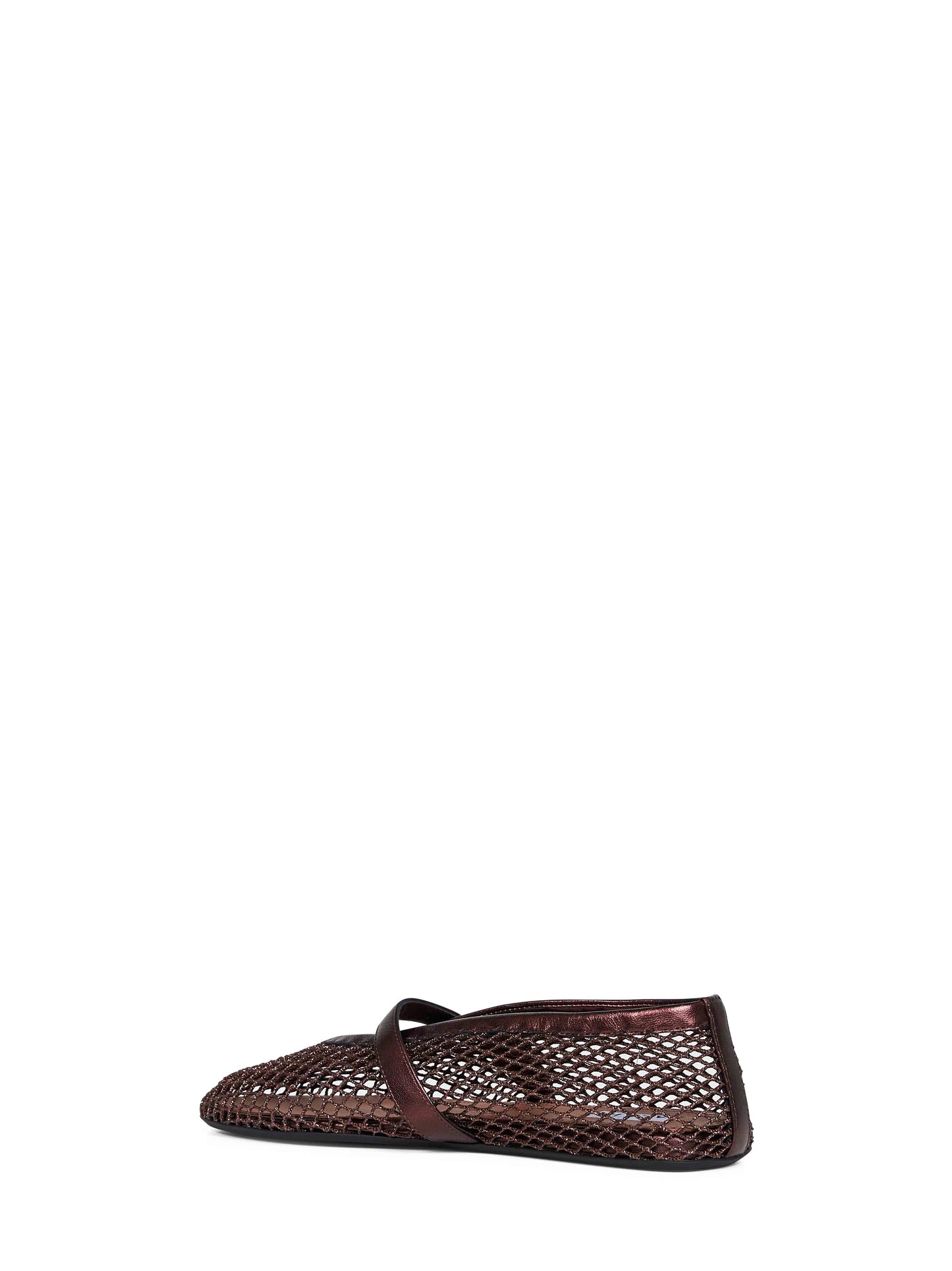 Bronze laminated fishnet ballet flats