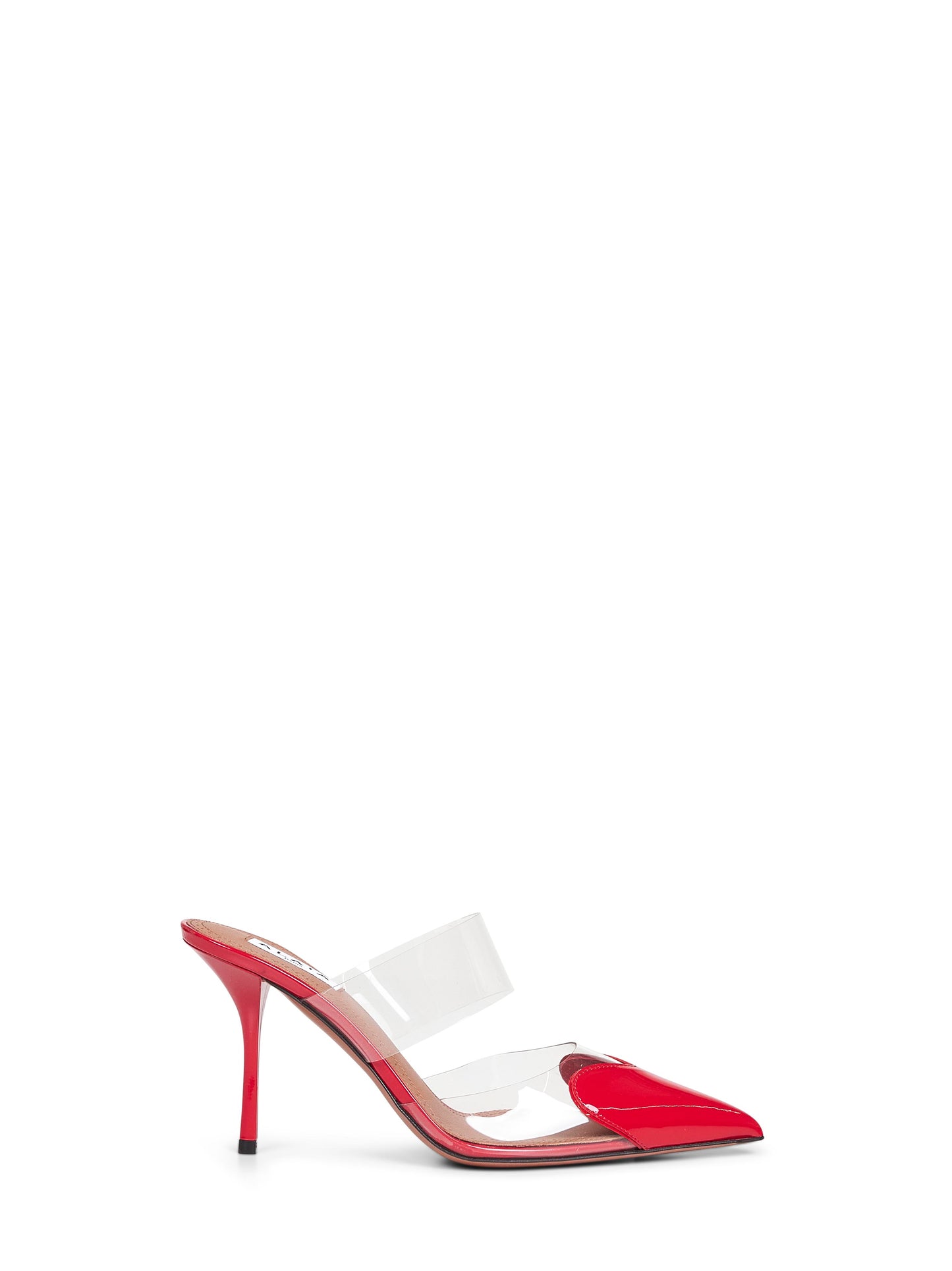 Red PVC and patent leather Le Cœur mules
