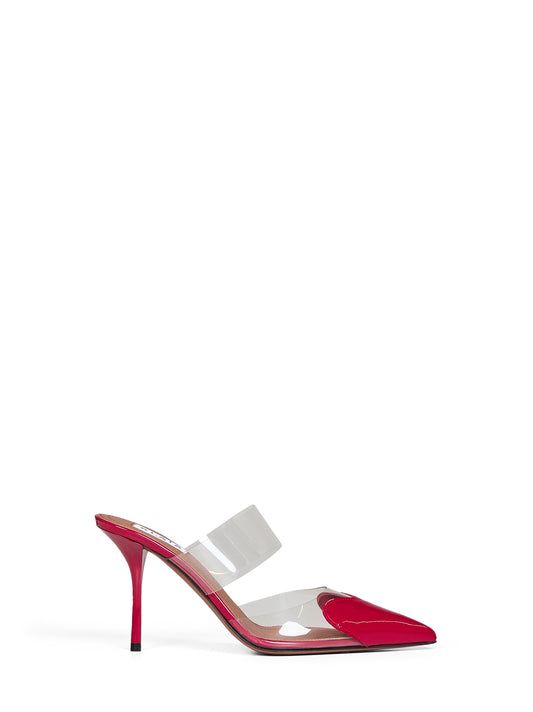 Raspberry PVC and patent leather Le Cœur mules